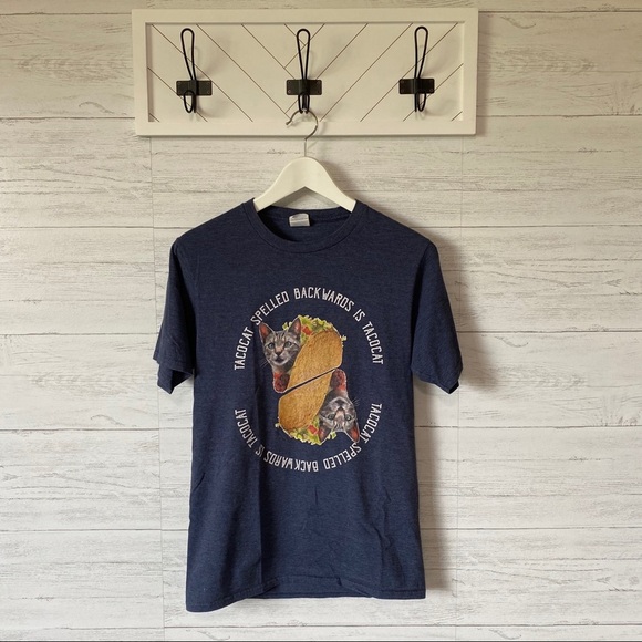 Port & Company Taco Cat T-Shirt Blue Sz Small - Picture 1 of 4